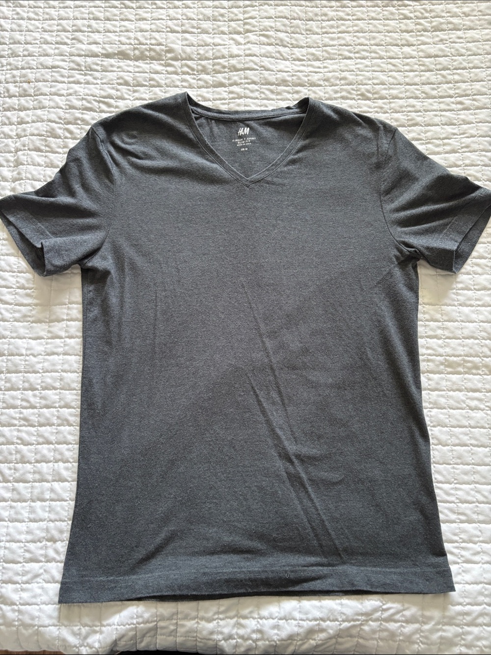 H&M Men’s Charcoal Gray V-Neck Short Sleeve Tee
